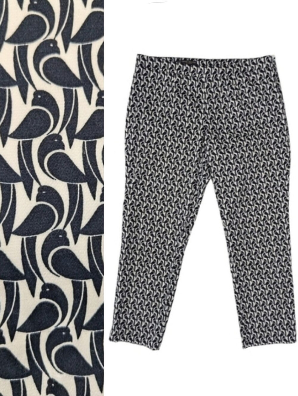 Brooks Brothers Natalie Fit Black White Novelty Print Crop Pants Size 6 Career